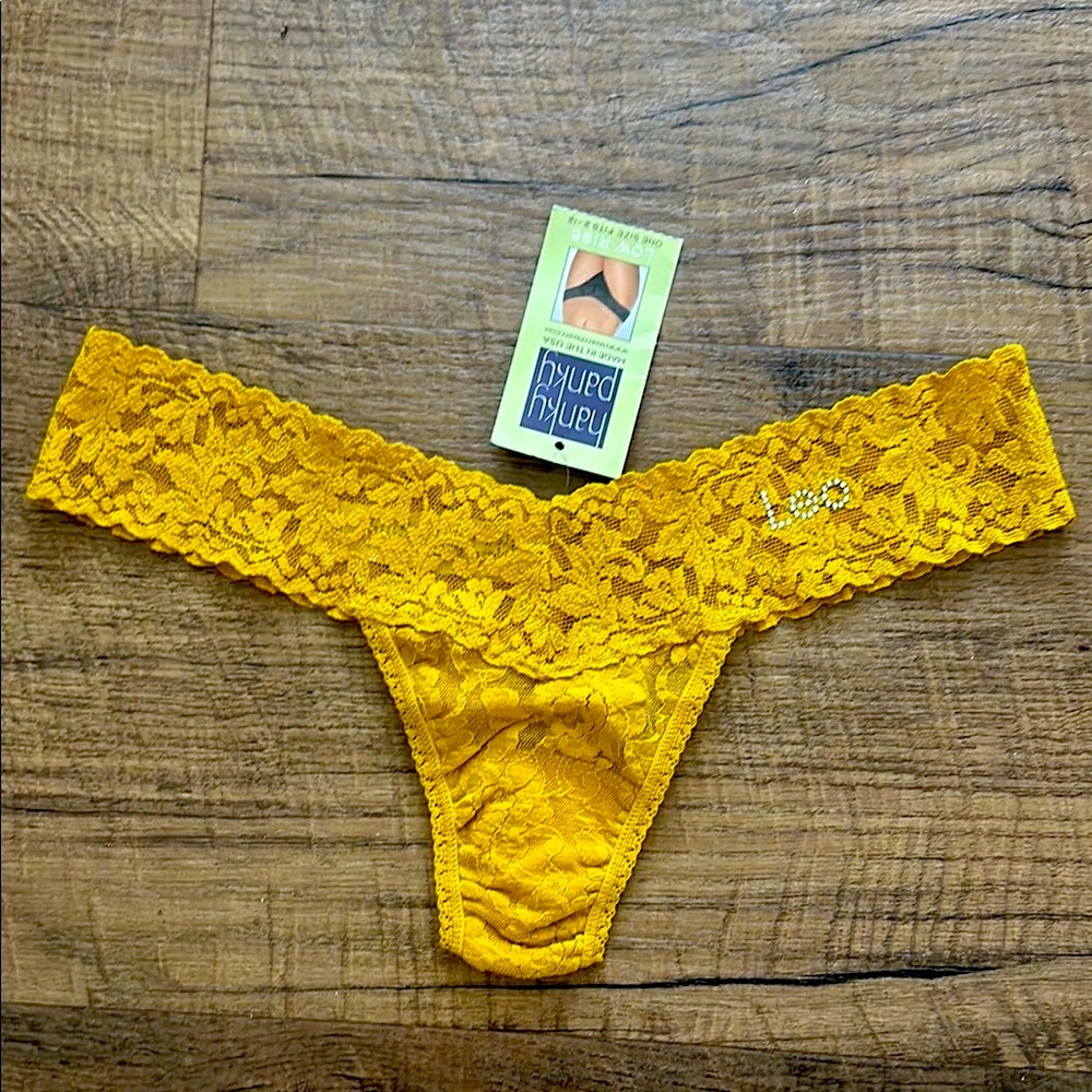 Hanky Panky Mustard Yellow Lace Thong Leo